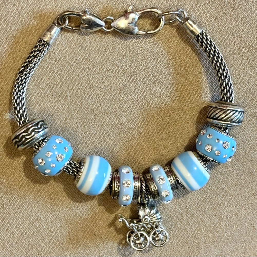 Brighton Sweet Pea Stroller charm Wheels w. hearts turn on this baby carriage! - Picture 7 of 9